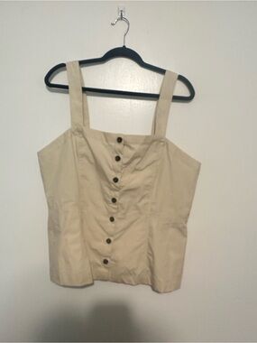 Banana Republic Beige Button-Front Square Neck Tank